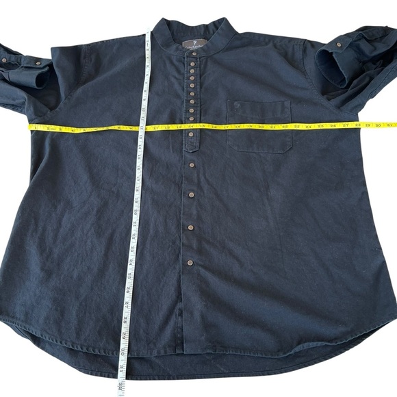 Celtic Ranchwear Grandfather Button Down Irish Linen Band Collar Western 2XL GUC - Picture 8 of 11